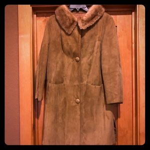 Size 12 suede jacket with fur collar